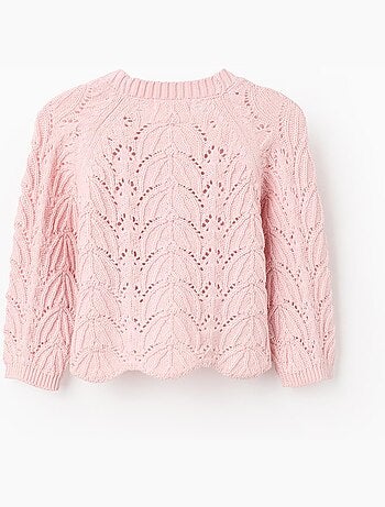 Gilet en Maille Ajourée avec Col en V