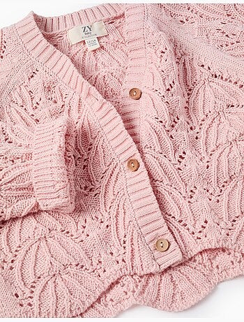 Gilet en Maille Ajourée avec Col en V