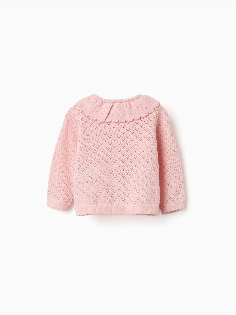 Gilet en maille ajourée avec extrémités festonnées Rose - Kiabi