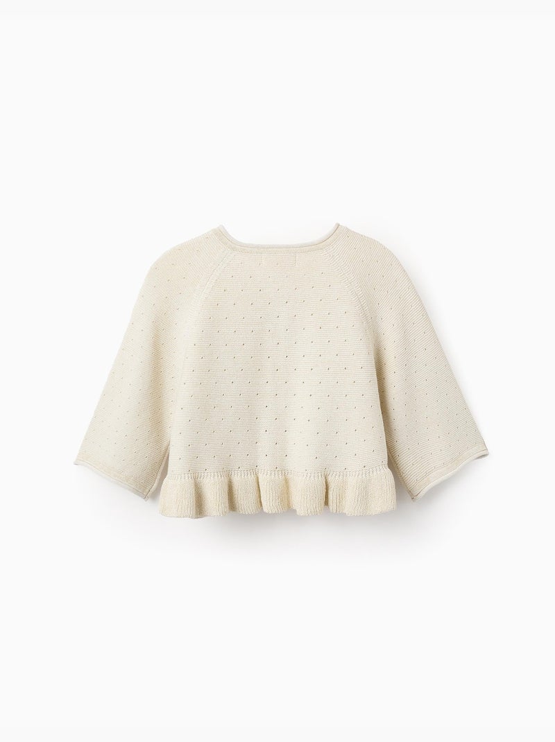 Gilet en Maille Ajourée avec Volants Doré/or - Kiabi