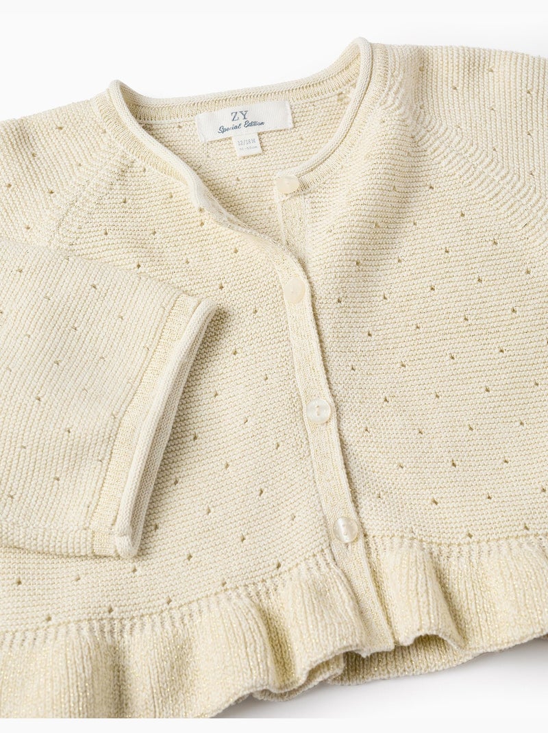 Gilet en Maille Ajourée avec Volants Doré/or - Kiabi