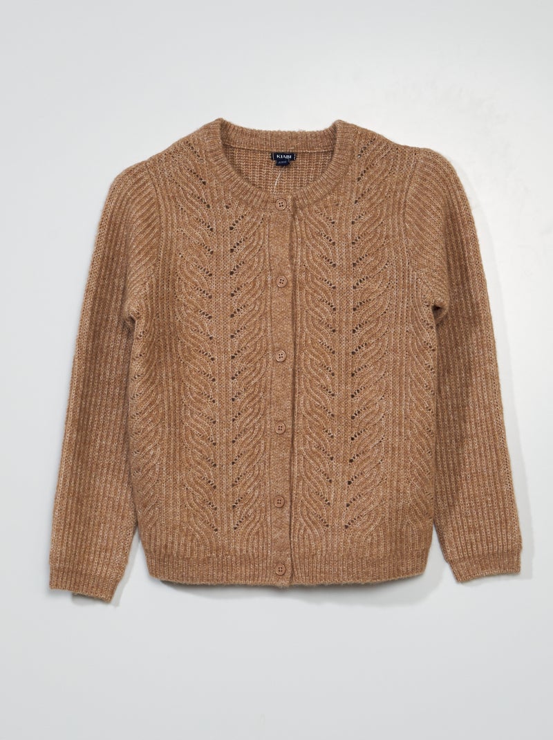 Gilet en maille ajourée Beige - Kiabi