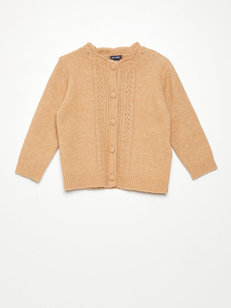 Gilet en maille ajourée Beige - Kiabi