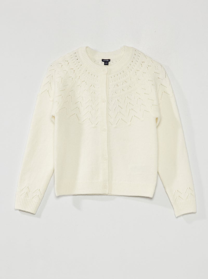 Gilet en maille ajourée blanc - Kiabi