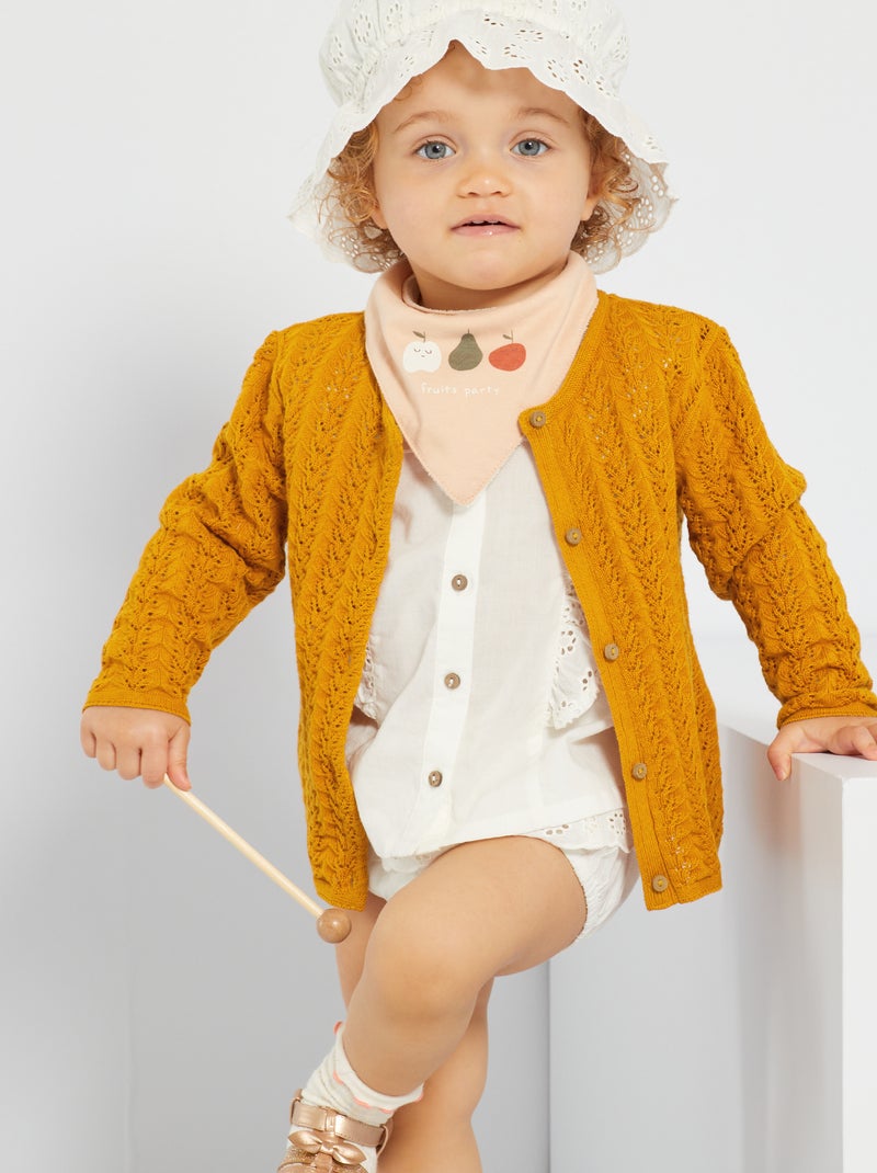 Gilet en maille ajourée Camel - Kiabi