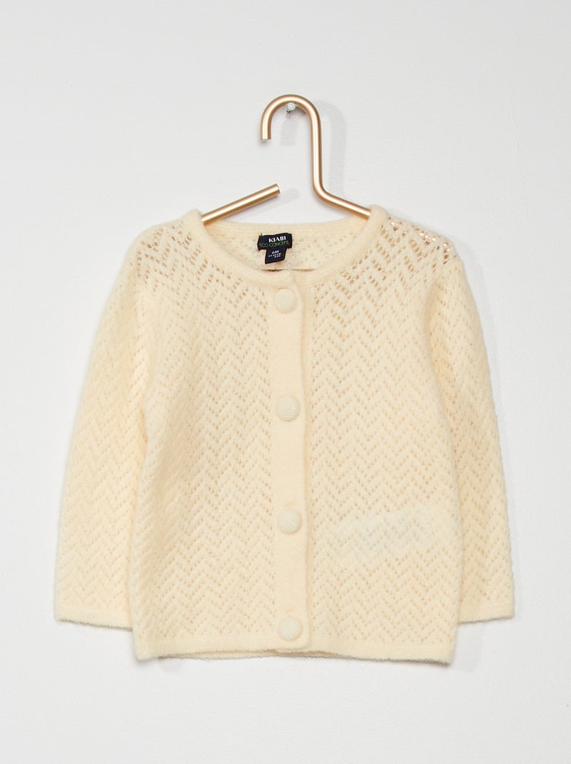 Gilet en maille ajourée écru - Kiabi