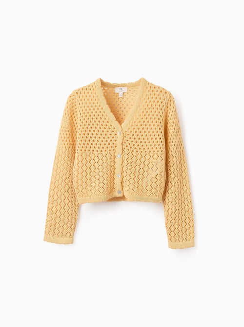 Gilet en Maille Ajourée en Coton - Kiabi