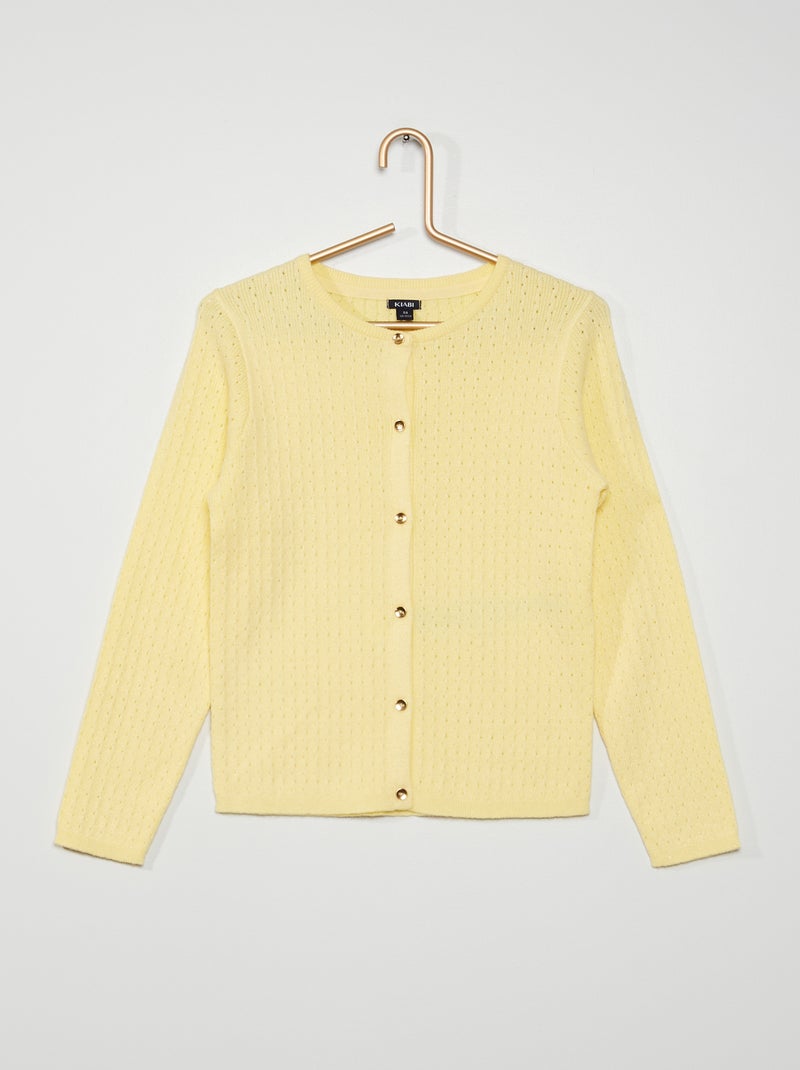 Gilet en maille ajourée JAUNE - Kiabi