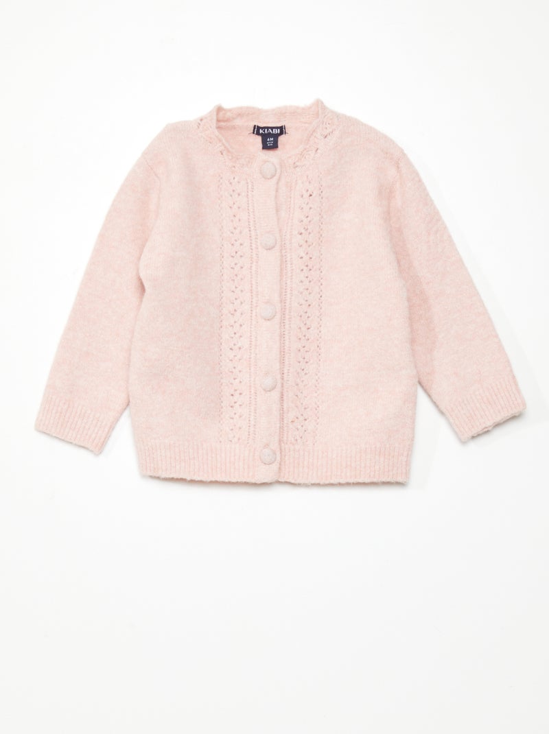 Gilet en maille ajourée Rose - Kiabi