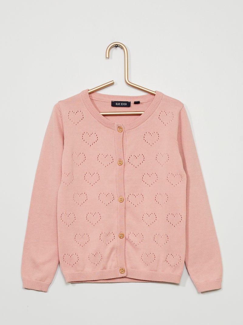 Gilet en maille ajourée rose - Kiabi