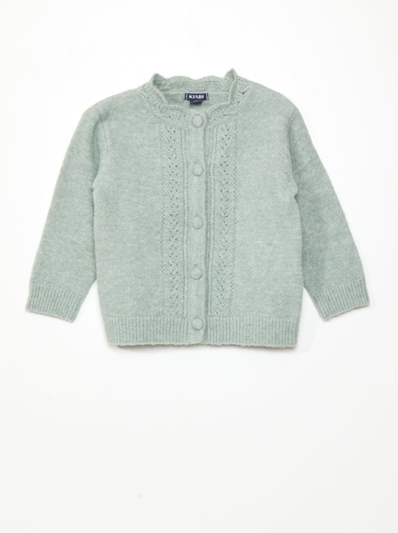 Gilet en maille ajourée Vert - Kiabi