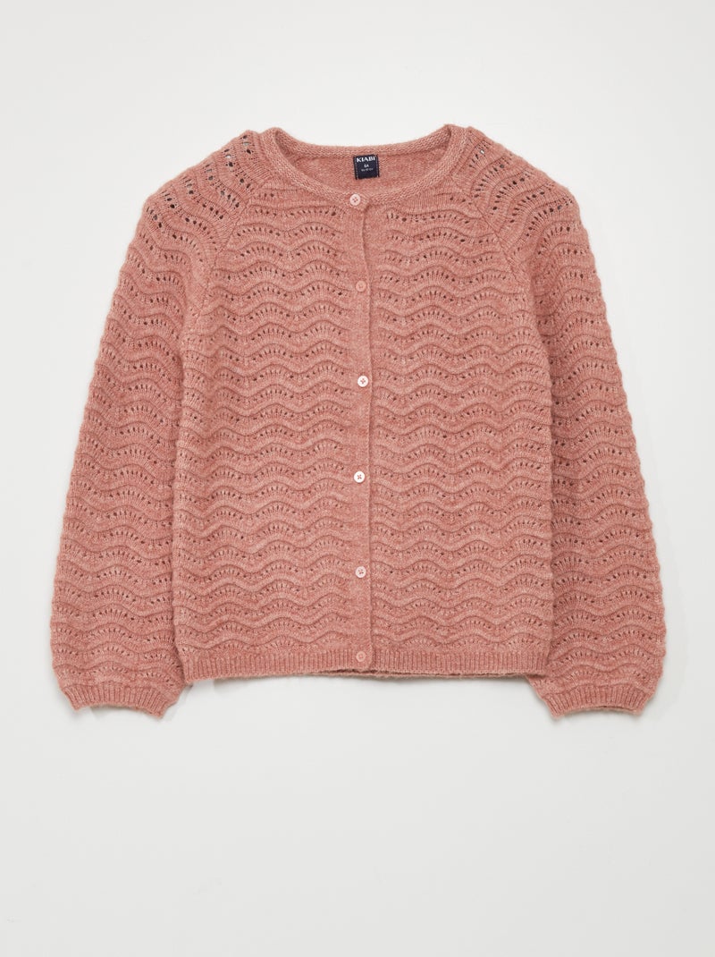 Gilet en maille ajourée Vieux rose - Kiabi
