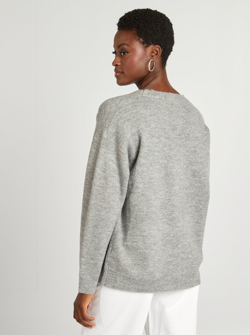 Gilet en maille avec 2 poches plaquées Gris - Kiabi