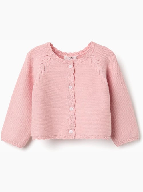 Gilet en maille avec bords festonnés - Kiabi