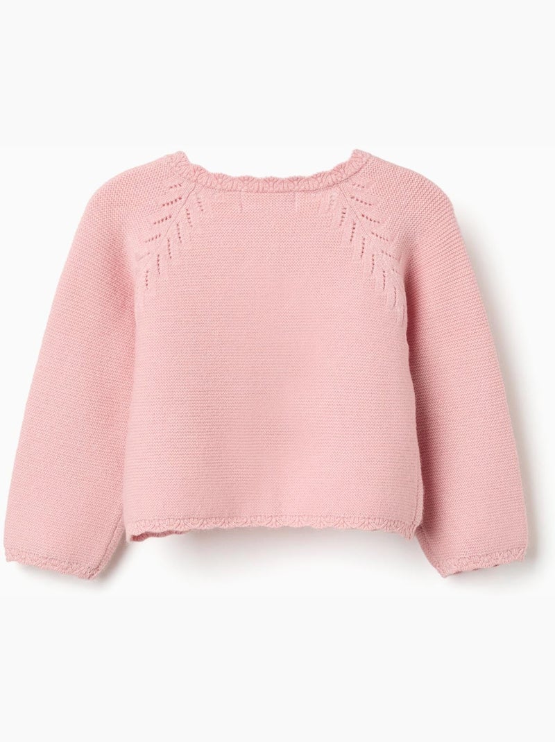 Gilet en maille avec bords festonnés Rose clair - Kiabi