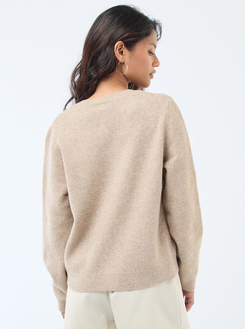 Gilet en maille avec boutons dorés Beige - Kiabi