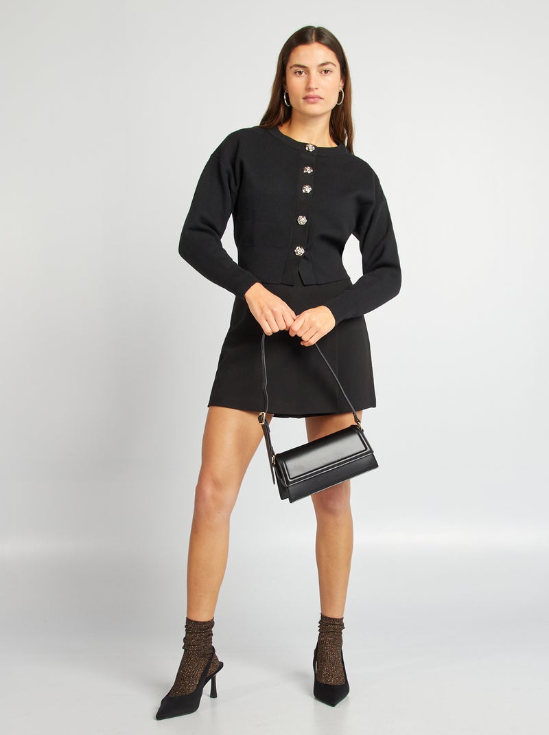 Gilet en maille avec boutons fantaisies noir - Kiabi