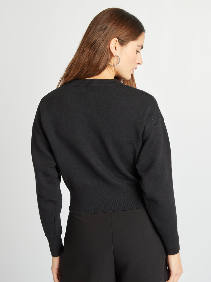 Gilet en maille avec boutons fantaisies noir - Kiabi