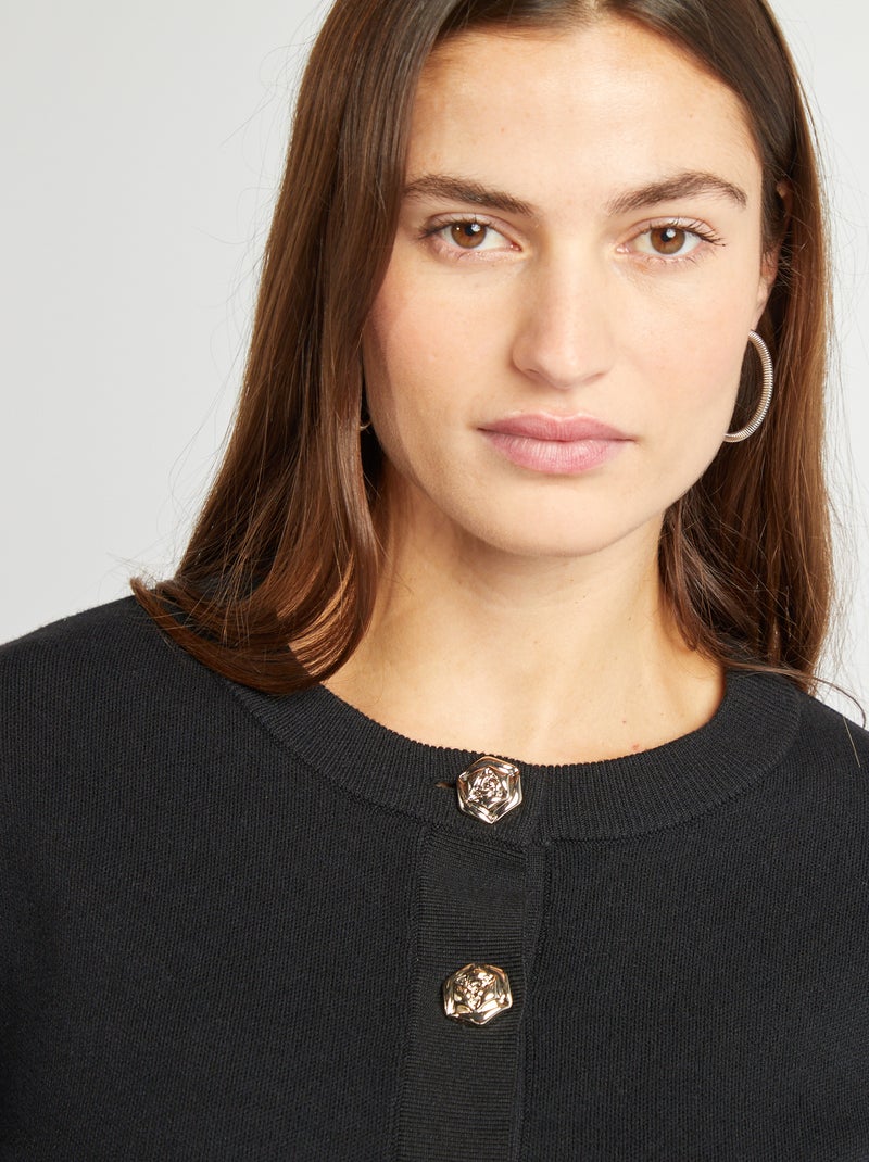 Gilet en maille avec boutons fantaisies noir - Kiabi