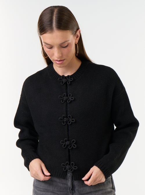 Gilet en maille avec boutons fantaisies - Kiabi