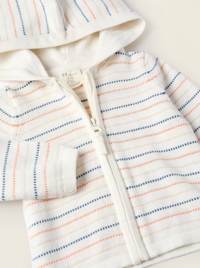 Gilet en Maille avec Capuche Blanc - Kiabi