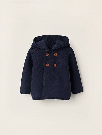 Gilet en Maille avec Capuche et Pompon