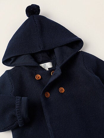 Gilet en Maille avec Capuche et Pompon