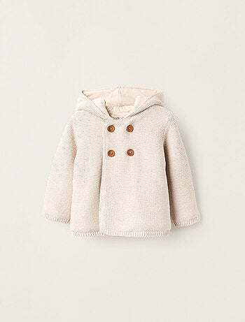 Gilet en Maille avec Capuche et Pompon