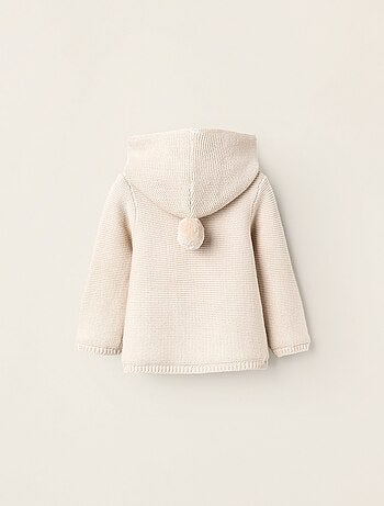 Gilet en Maille avec Capuche et Pompon