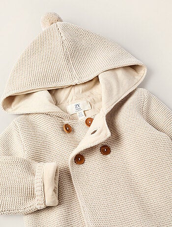 Gilet en Maille avec Capuche et Pompon