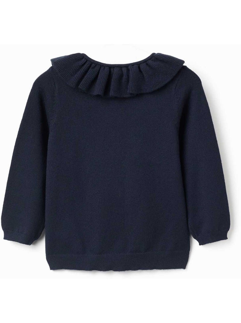 Gilet en maille avec col à volants Bleu foncé - Kiabi