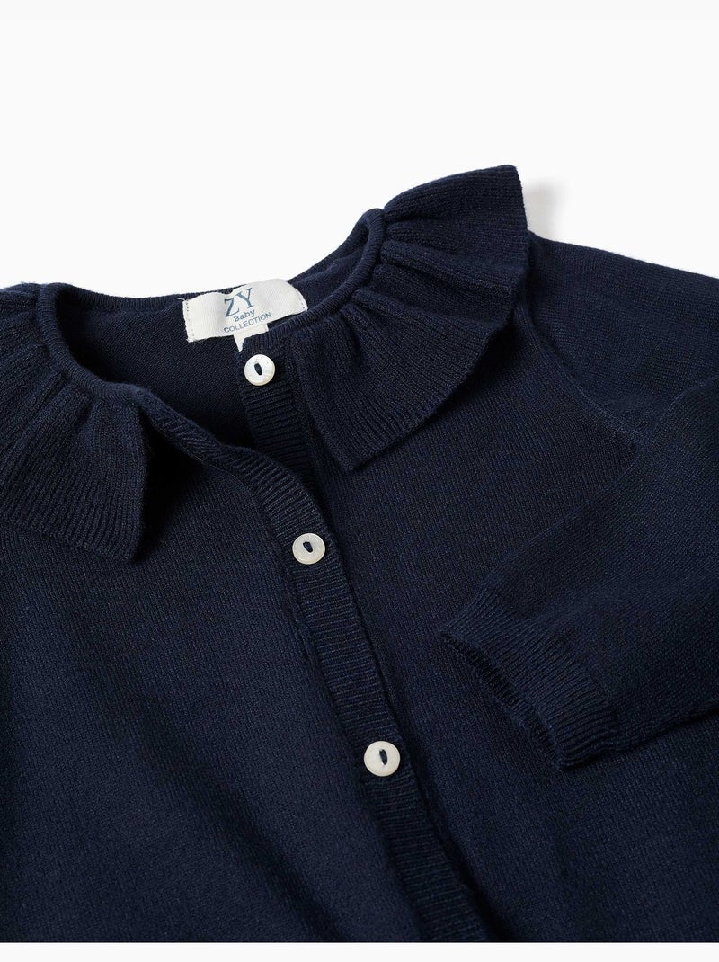 Gilet en maille avec col à volants Bleu foncé - Kiabi