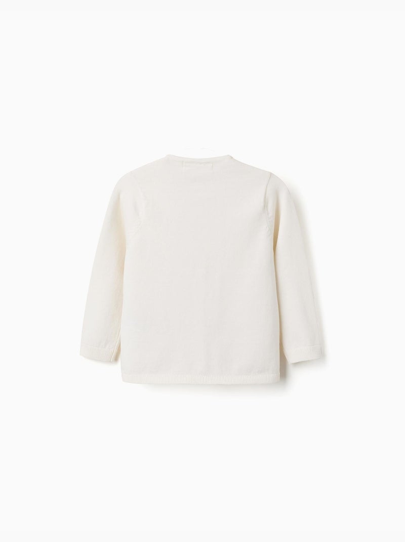 Gilet en maille avec col rond Blanc - Kiabi