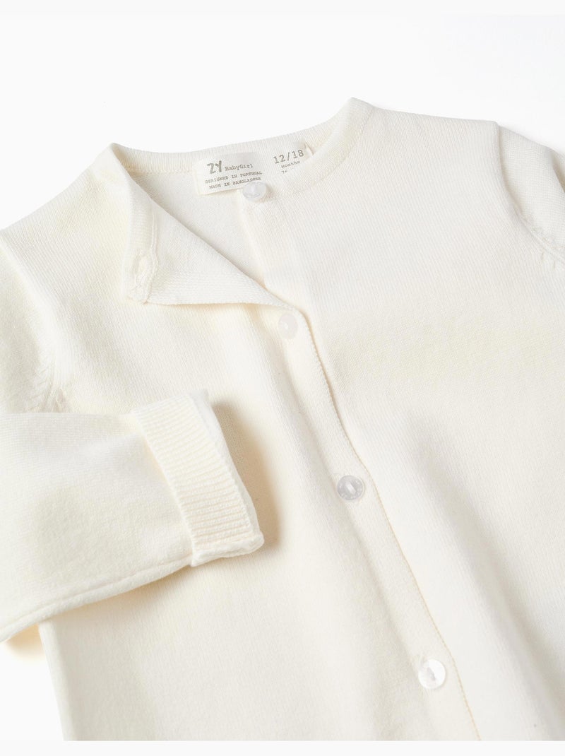 Gilet en maille avec col rond Blanc - Kiabi