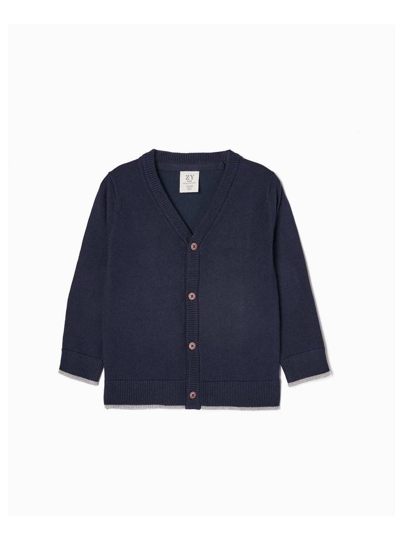 Gilet en Maille avec Coudières Bébé Garçon   BROTHERS&SISTERS Bleu foncé - Kiabi