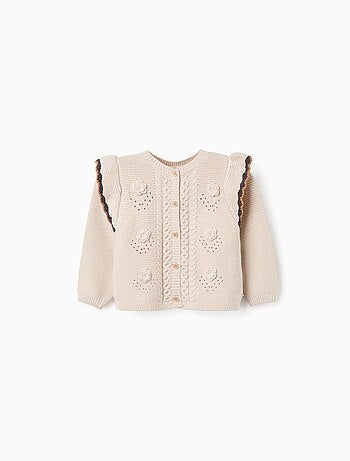Gilet en maille avec crochet et volants B&S