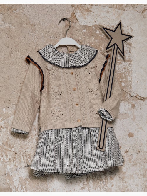 Gilet en maille avec crochet et volants B&S - Kiabi