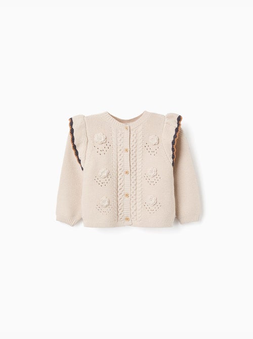 Gilet en maille avec crochet et volants B&S - Kiabi