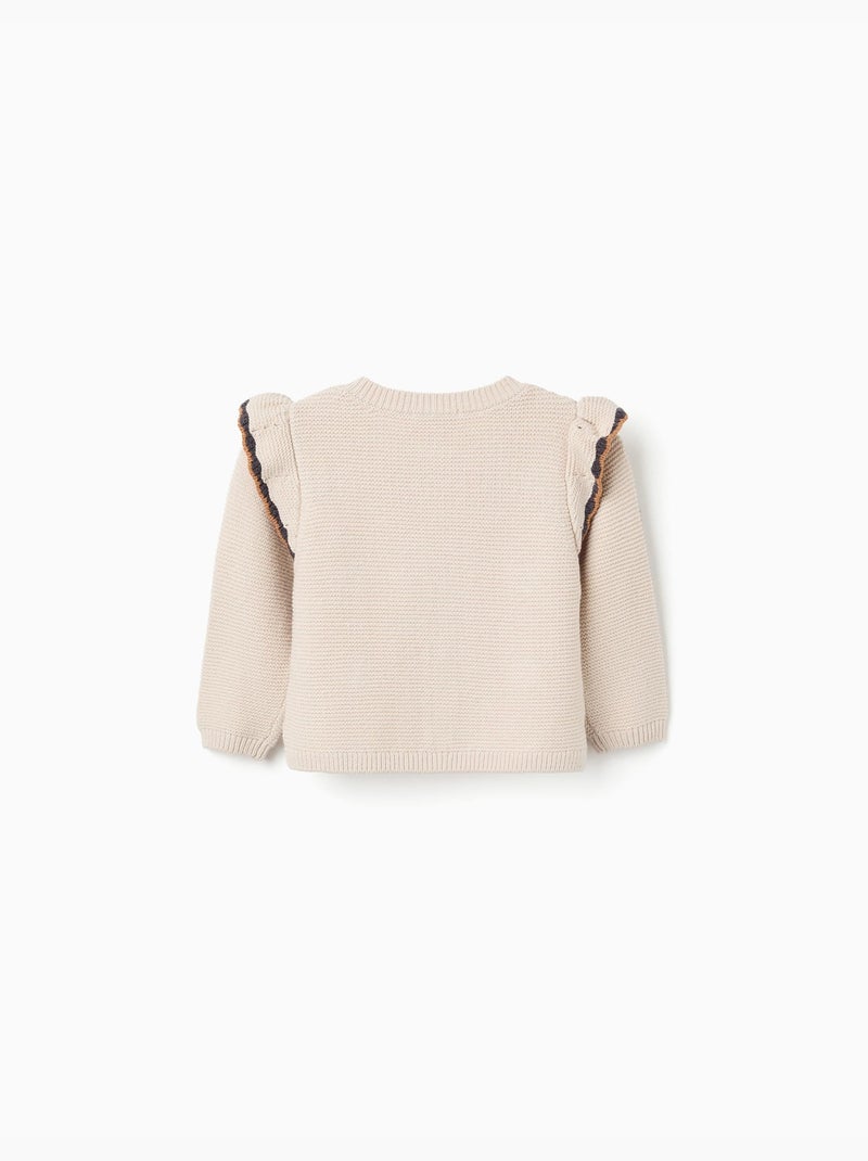 Gilet en maille avec crochet et volants B&S Beige clair - Kiabi