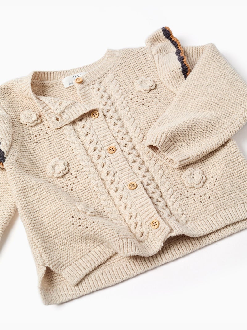 Gilet en maille avec crochet et volants B&S Beige clair - Kiabi
