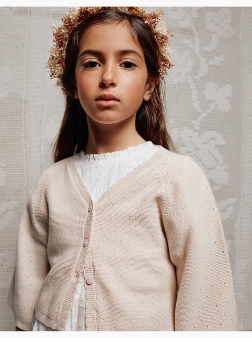 Gilet en maille avec des détails festonnés - Kiabi