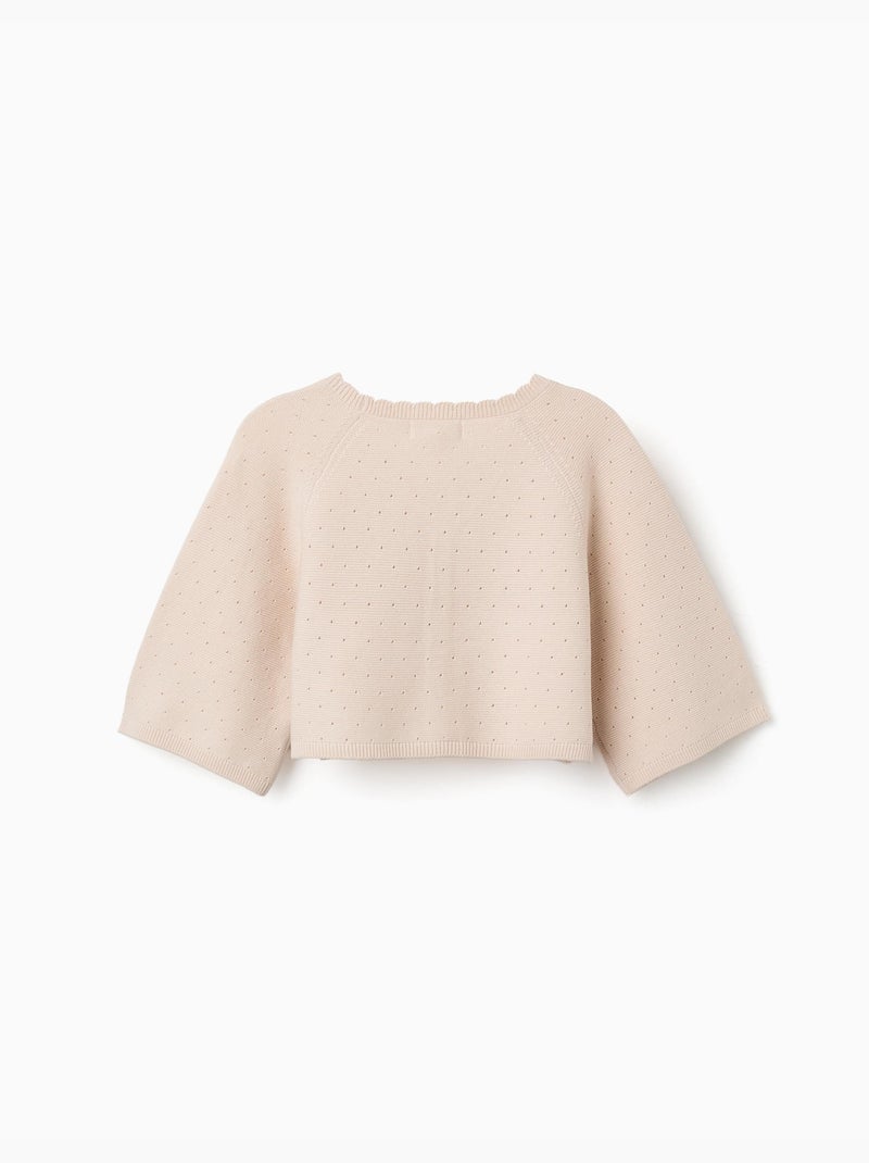 Gilet en maille avec des détails festonnés Beige clair - Kiabi