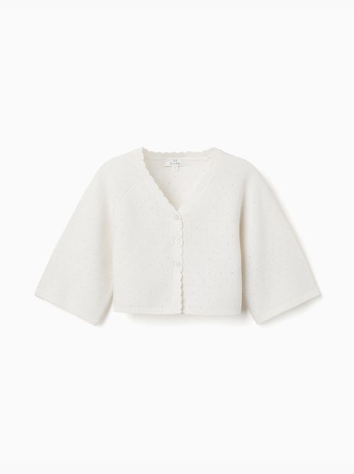 Gilet en maille avec des détails festonnés - Kiabi