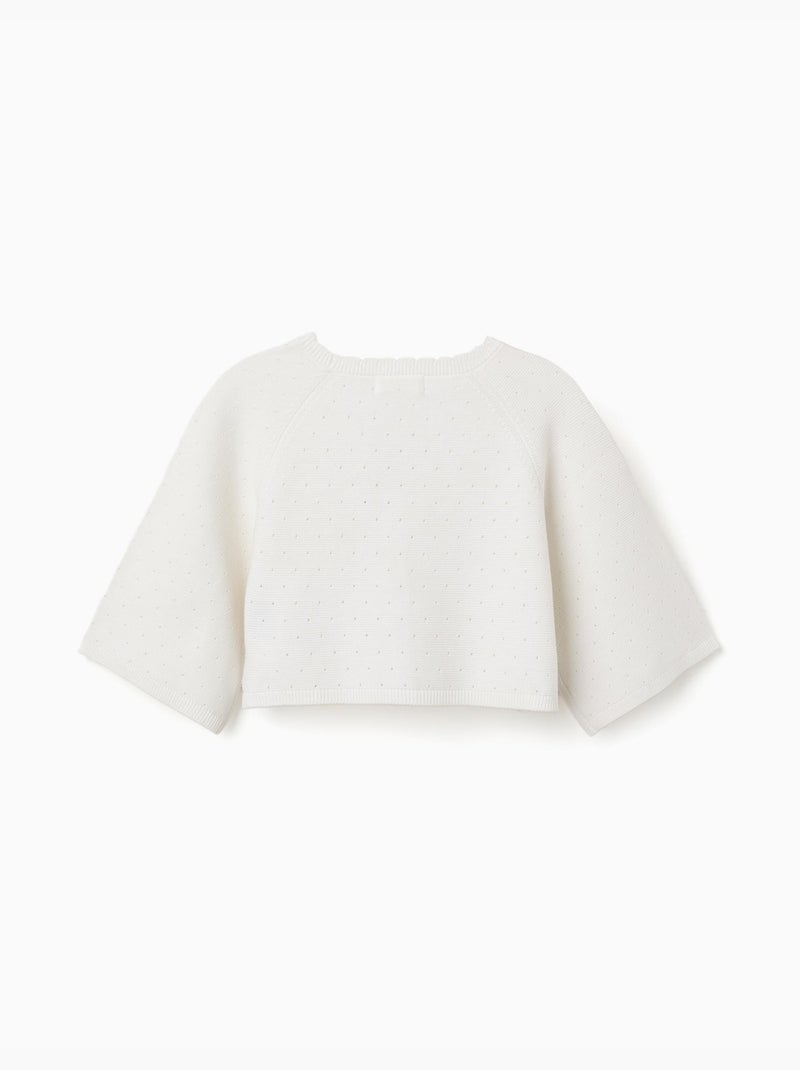 Gilet en maille avec des détails festonnés Blanc - Kiabi