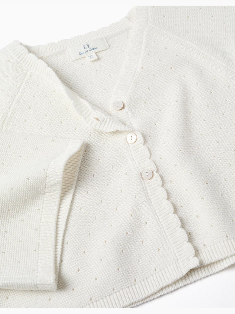 Gilet en maille avec des détails festonnés Blanc - Kiabi