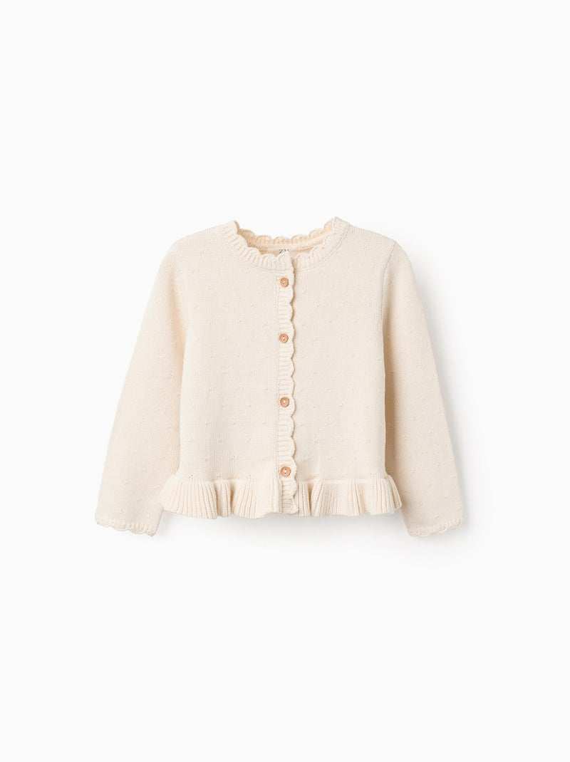 Gilet en Maille avec des Pois en Relief Blanc - Kiabi