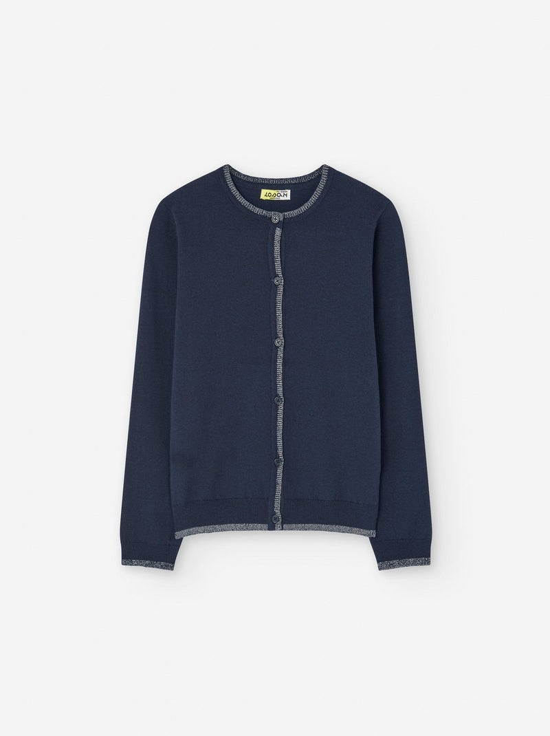 Gilet en Maille avec Détails en Lurex Bleu clair - Kiabi