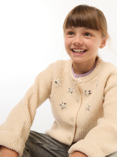 Gilet en maille avec détails perlés - Kiabi