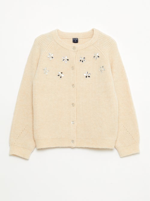 Gilet en maille avec détails perlés - Kiabi