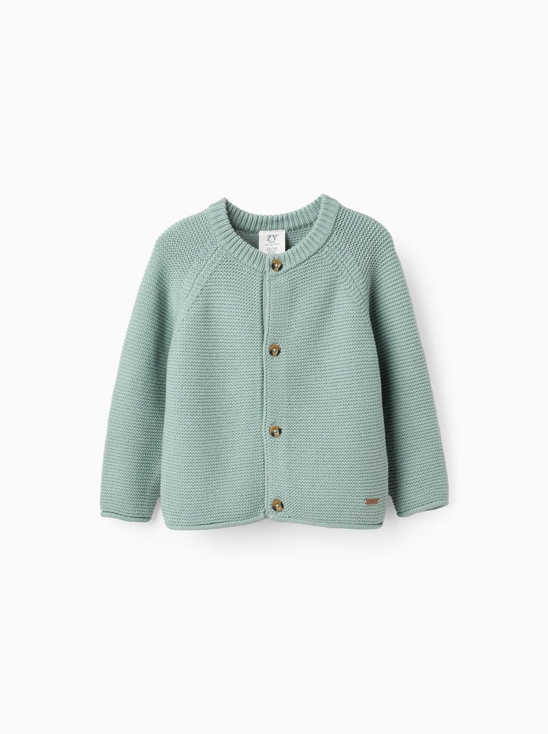 Gilet en Maille avec Extrémités Enroulées Vert clair - Kiabi
